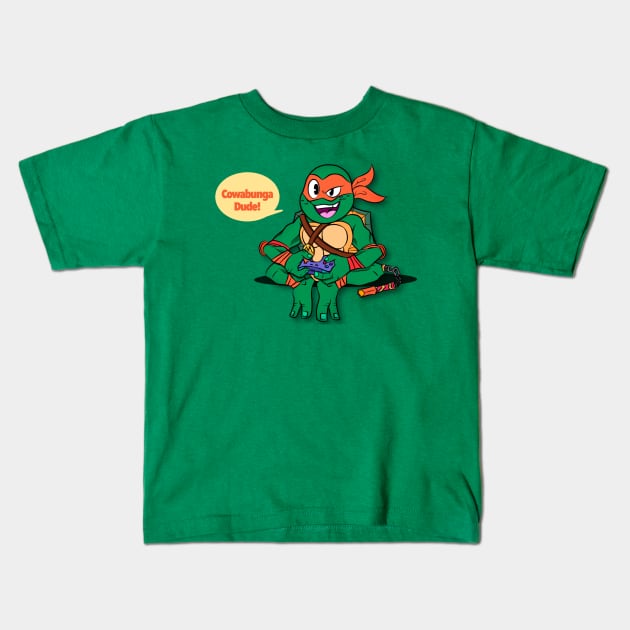 Cowabunga Dude’s!🐢🍕🛹🕹 Kids T-Shirt by Funnyboijulius